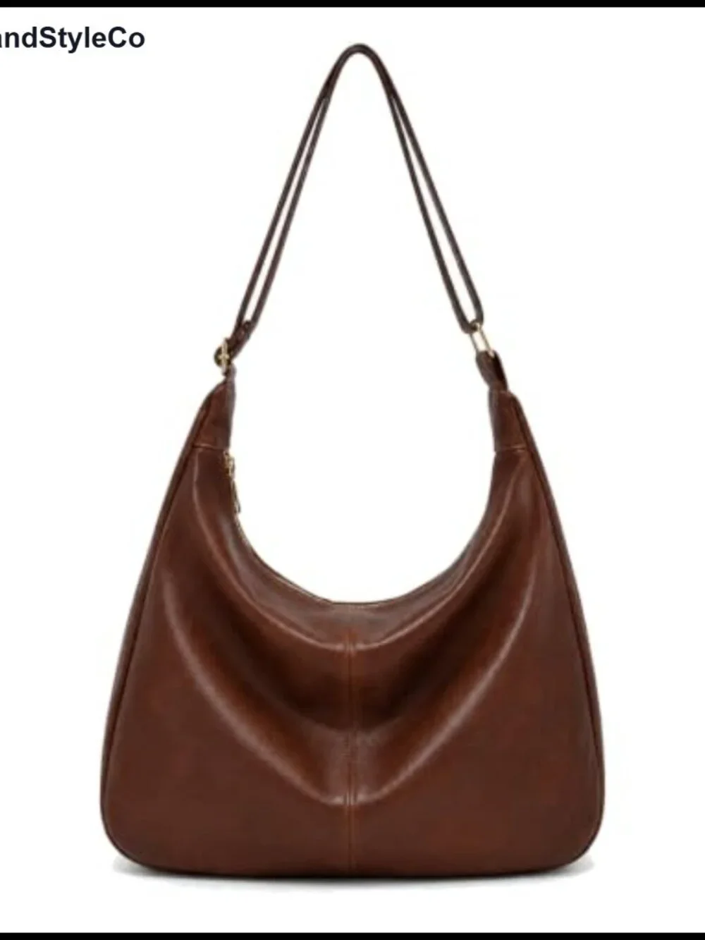 Faux Leather Hobo Shoulder Bag Soft Slouchy Zipper Tote Crossbody Purse